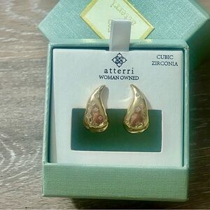 Gold Cubic Zirconia Drop Earrings | Atterri Woman-Owned Gift Boxed